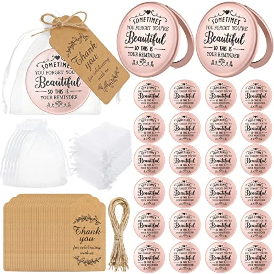 

24 Set Sometimes You Forget Your Beautiful Compact Mirror Bulk Inspirational Appreciation Gifts for Women Pocket Makeup Mirrors