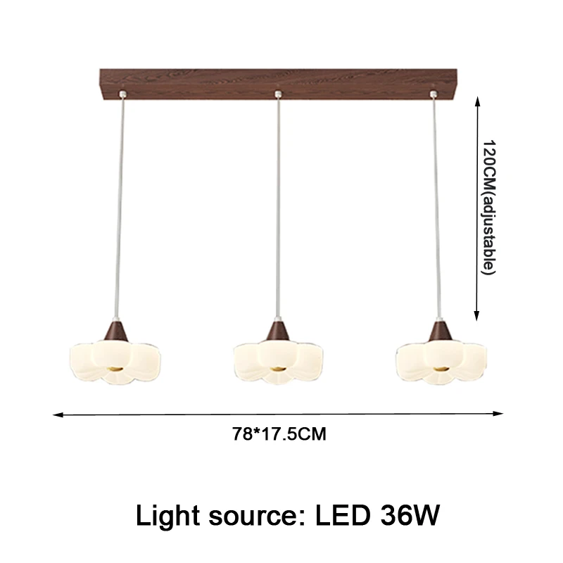 New Mid-Century Vintage Pendant Lamps Creative Flower Solid Wood Linear Eye Protection chandelier for Dining Bar Table Kitchen