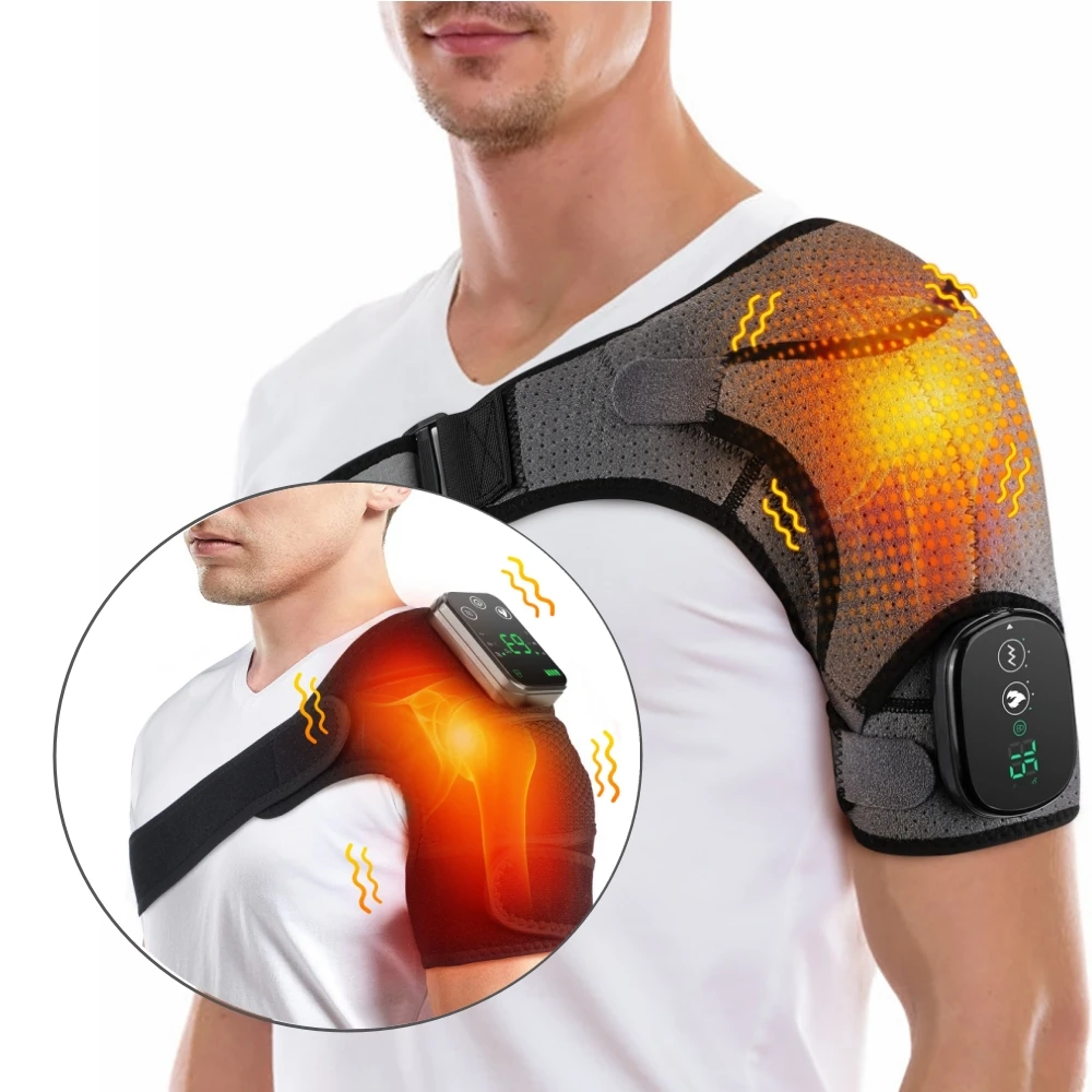 Electric Shoulder Massager Thermal Physiotherapy Elbow Support Belt Vibrator Arthritis Joint Pain Relief Knee Heated Massage