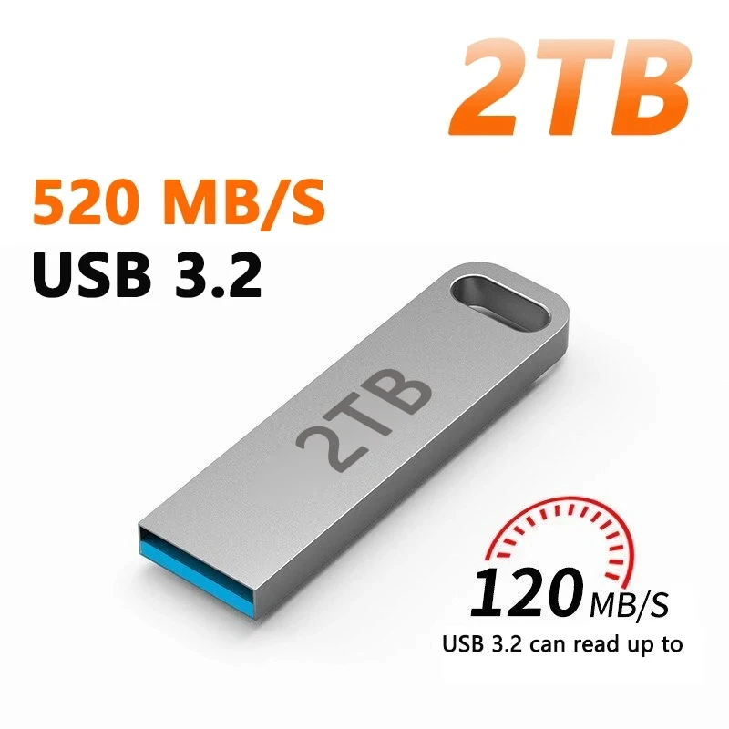 New 2TB USB Flash Drive 3.2 High Speed Metal U Disk TypeC Memory Stick Waterproof SSD Storage PC Phone Data Transfer Portable