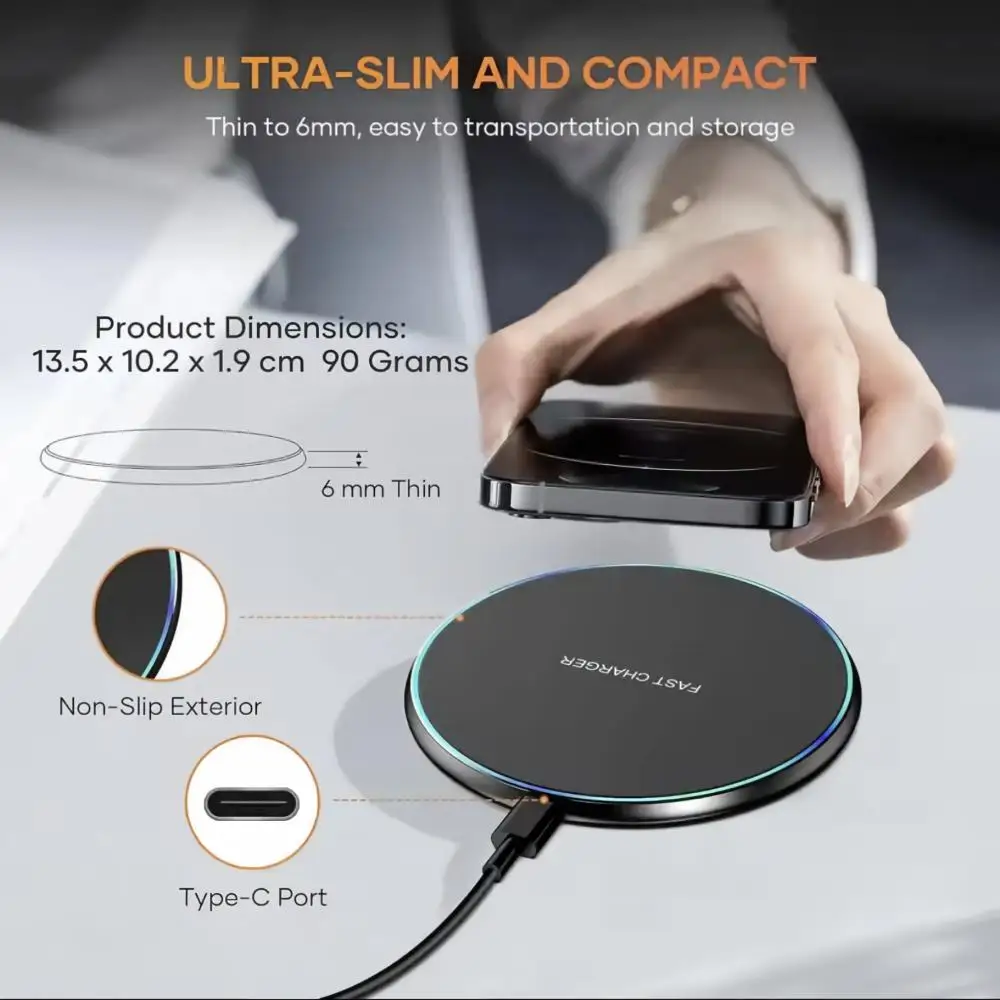 Phone Wireless Charger Induction Fast Charging Pad Station For iPhone 18 17 16 15 14 13 12 Samsung S26 S25 + Xiaomi Huawei OPPO
