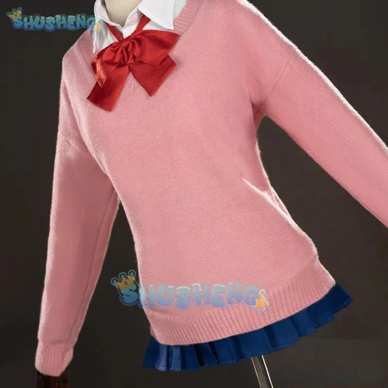 

COSda@Momo Ayase cosplay costume anime dandadan pink top blue skirt school uniform earrings props Halloween party for women Shus