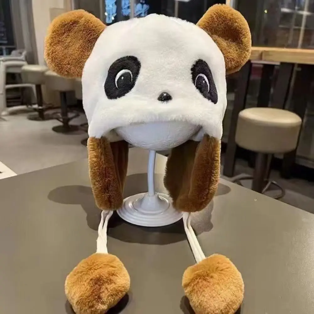 Cute Cartoon Panda Plush Hat Winter Children Warm Hat Windproof Thickened Ear Protection Hat