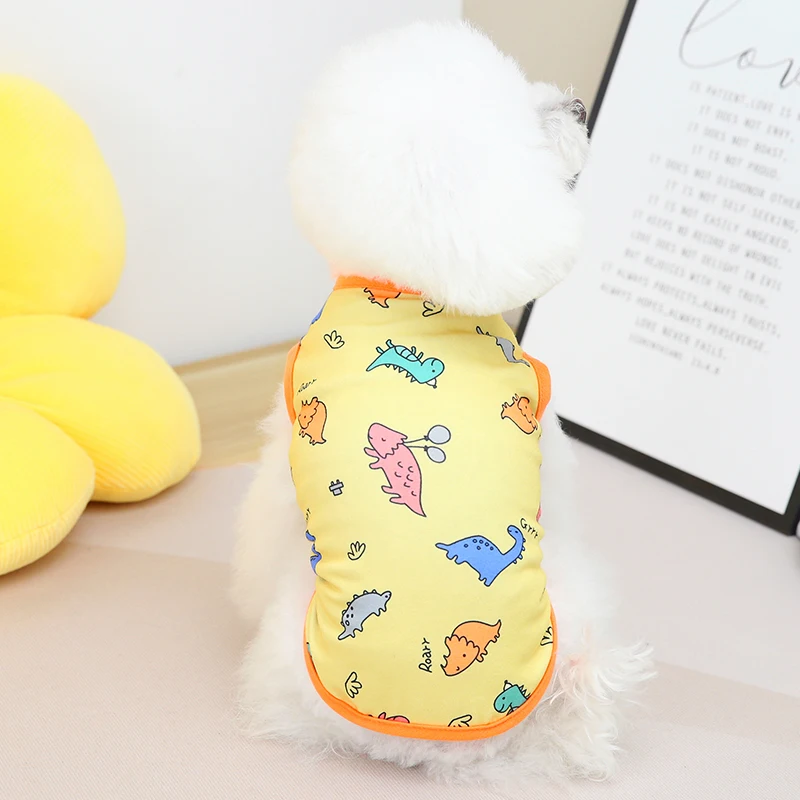 2023 Pet Breathable T-shirt Summer Thin Dog Clothes Poodle Dinosaur Bottoming Shirt Puppy Breathable Pullover Pet Summer