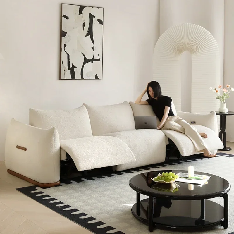 

Тканевый электрический диван из овечьей шерсти для гостиной, многофункциональный диван для кремового хлеба