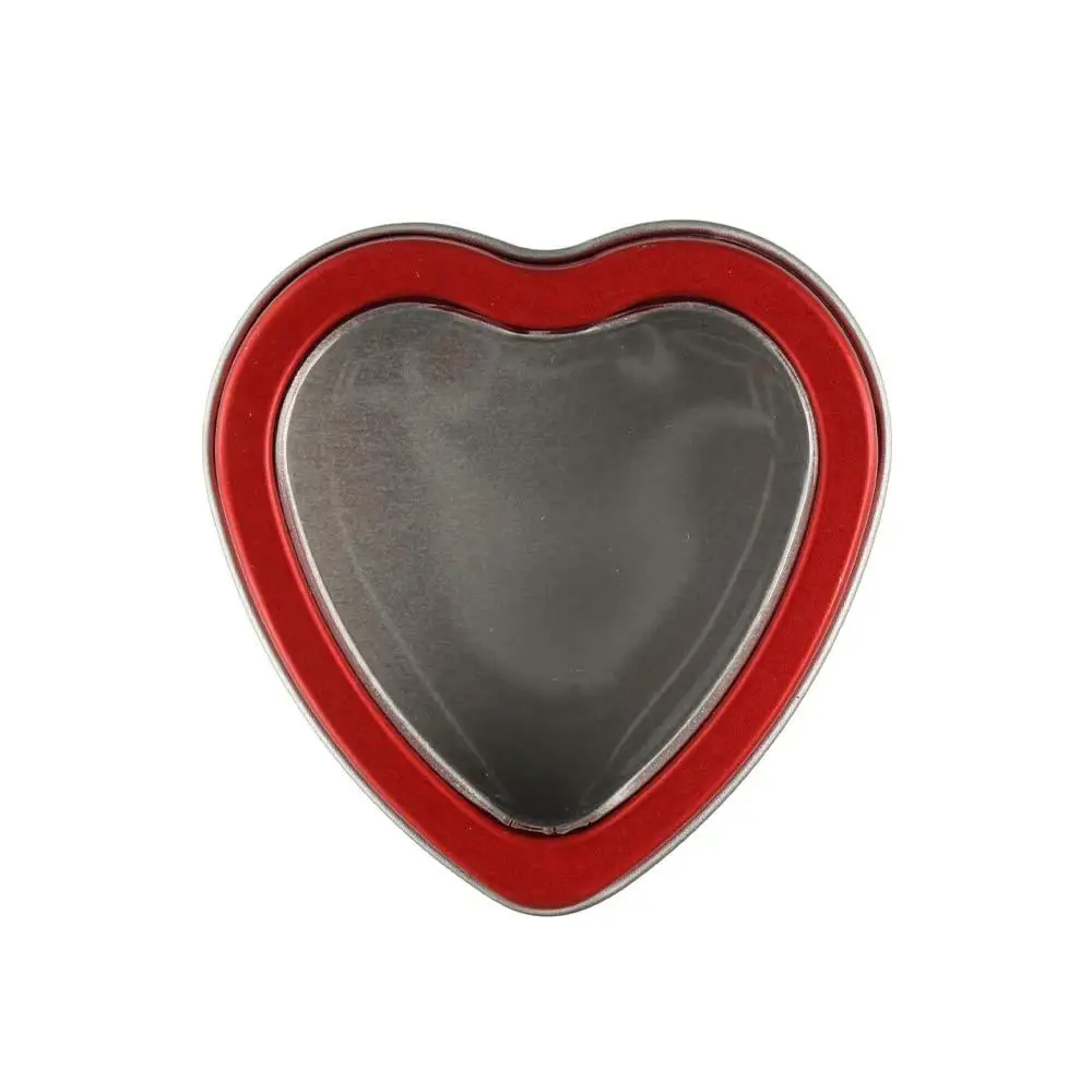 Creative Tinplate Heart Shape Tins Silver/Red/Pink Empty Heart Metal Box with Lid Mini Candle Making Jars DIY