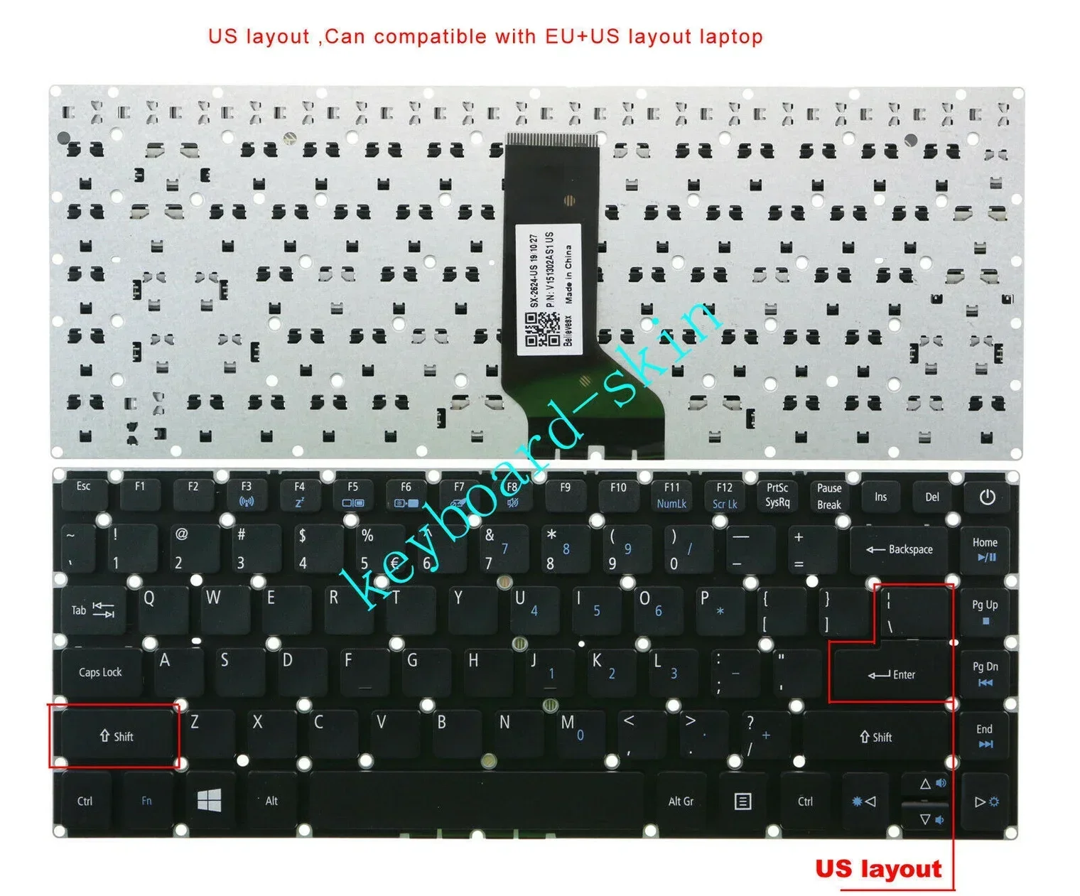 New US NO-backlit NO-frame keyboard for Acer Swift 3 SF314-51 SF314-51-52W2 SF314-51-31NE laptop