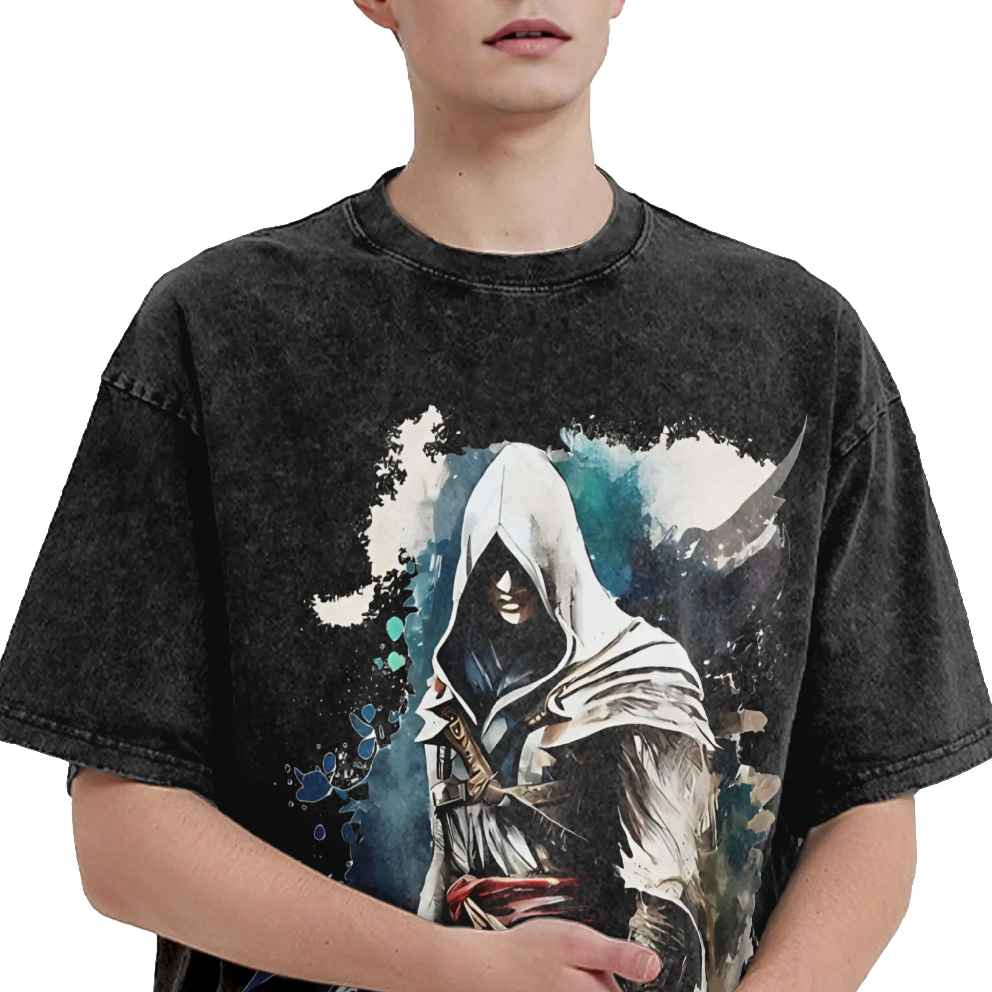 Assassines Creed Requiescat In Pace  T Shirts Hip Hop Washed Short Sleeve Harajuku T-Shirt  Cool for Men Women Streetwear