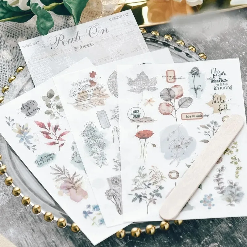 خمر الجمالية سكرابوكينغ فرك على ملصق DIY مجلة نقل ملصقات لمذكرات ألبوم صور الديكور لوازم الحرفية #3