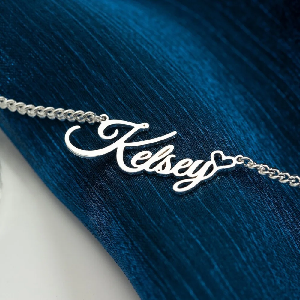 Custom Cursive Name Tiny Heart Necklace For Women Jewelry Stainless Steel Personalized Script Nameplate Pendant Necklace