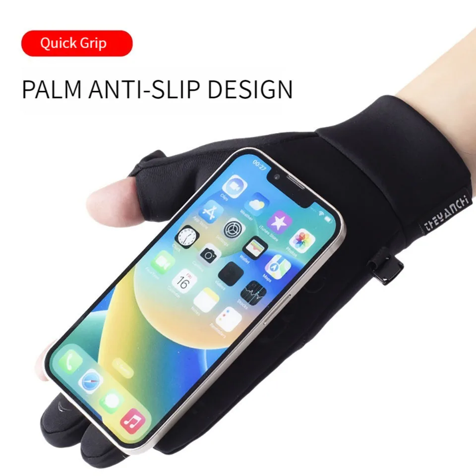 GETINFIT guantes de ciclismo invierno reflejo cremallera pantalla táctil a prueba de viento cálido antideslizante repelente al agua esquí pesca correr