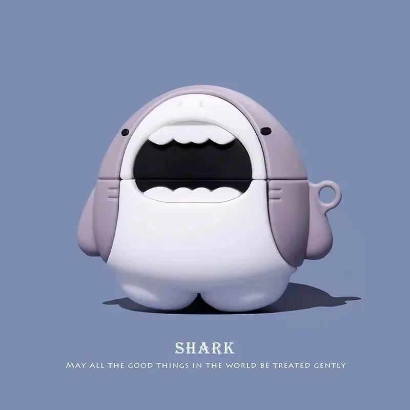Pig-headed shark double dog Case For Apple AirPods 1 2 3 Pro 4 Case Cute Cartoon Silicone Earphone Protective Case For AirPods4 view 5