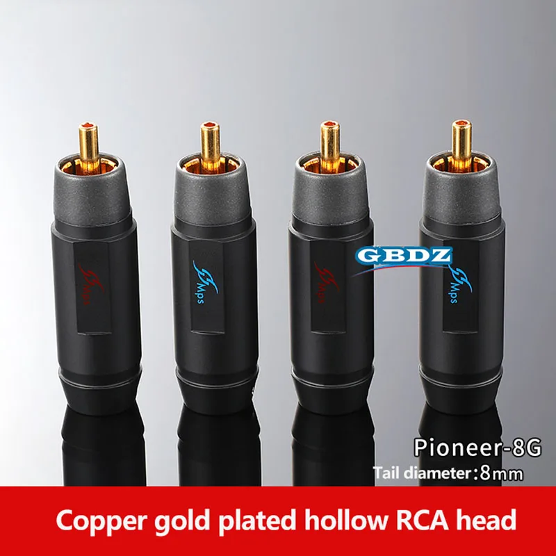 RCA Connector Jack 8mm Copper 24K Gold-Plated Pioneer 8G/10G Fuse-8 HIFI Fever Audio RCA Lotus Power Amplifier Signal Cable Plug