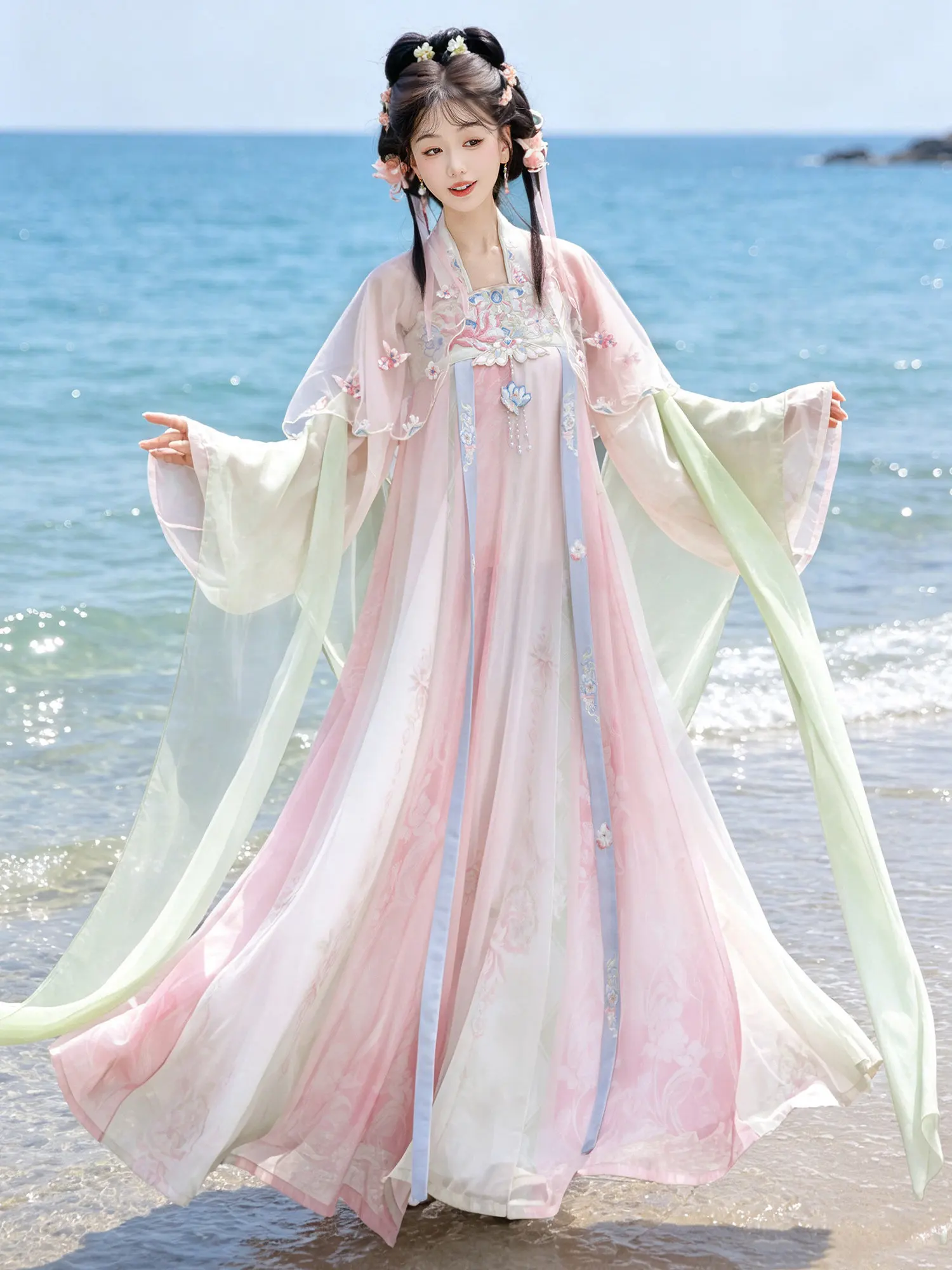 Xian Chu Ji Hanfu for Women[Taomi]Tang Dynasty-style embroidered bodice and skirt, a sweet and elegant design for everyday wear