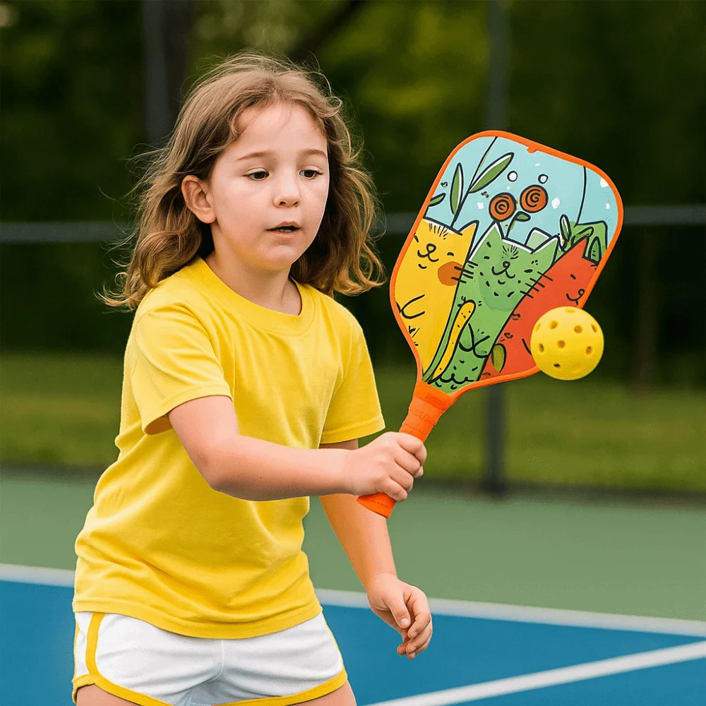Cartoon Children's Pickleball Set Lightweight Colorful 's Pickleball Set Glass Fiber 2 Balls Children's Pickleball Rackets