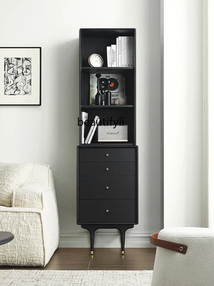 

cc182l Nordic Retro Style Solid Wood Bookcase Storage Cabinet Modern Minimalist Floor Bookshelf Locker