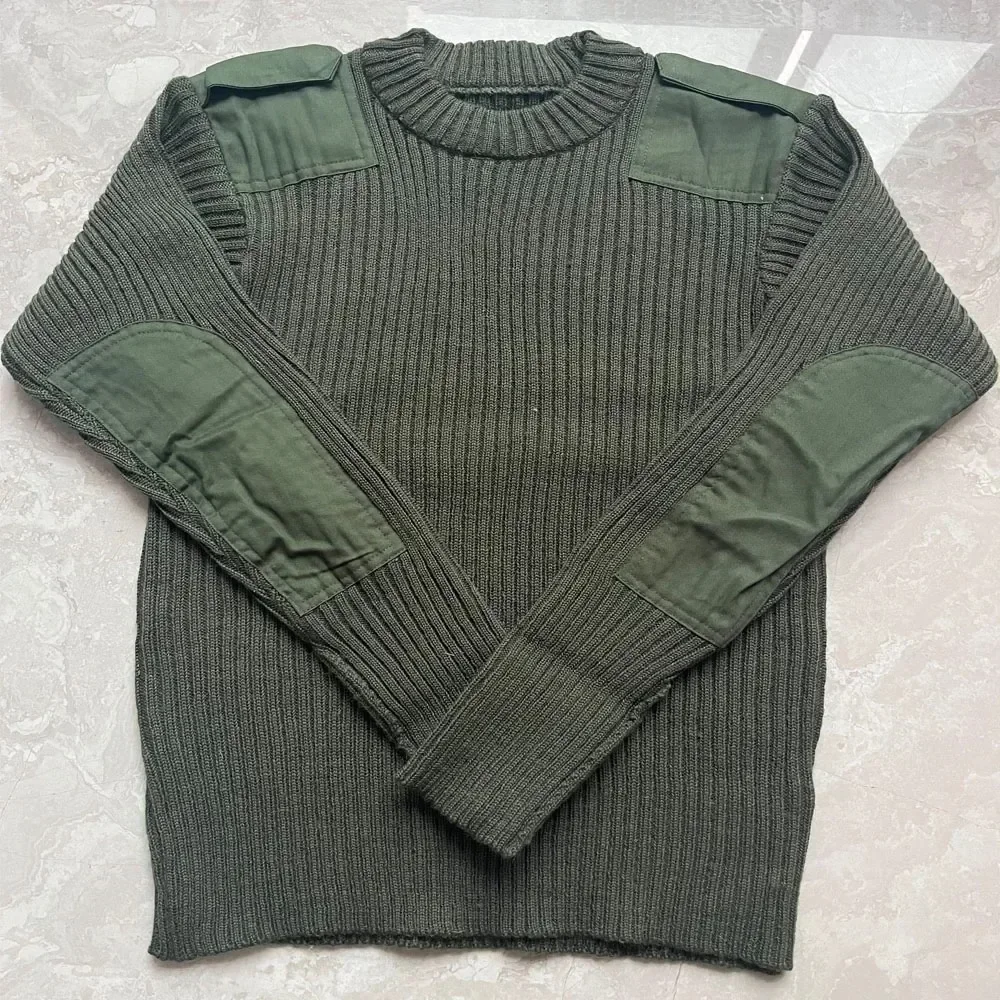 Tactical Sweater Men Military Jersey British Army Knitted Pullover Winter Wool Patch Vintage Green O-Neck Knitwear Cold Jerséis