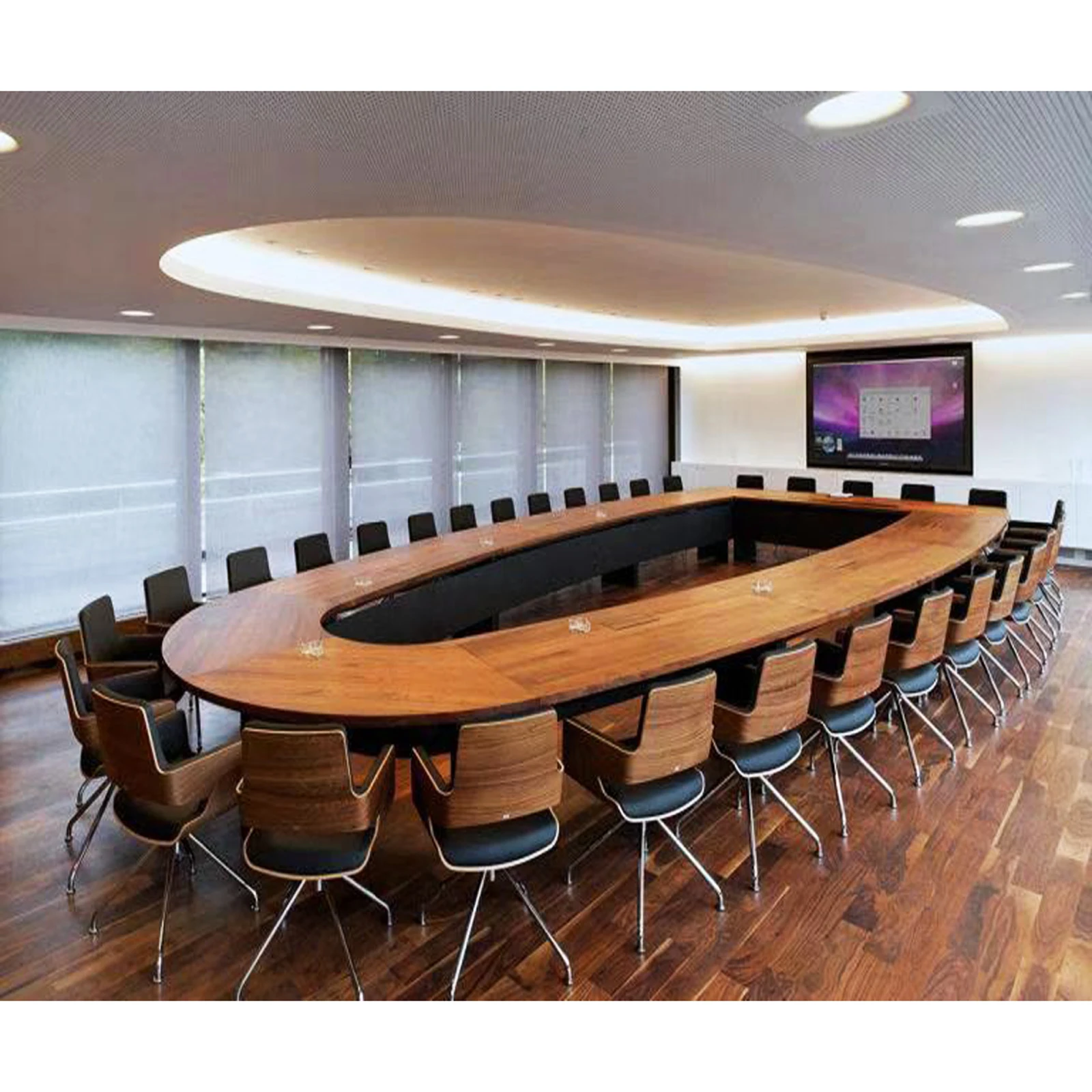 High-End Big Size 20 Person Moderne Houten Conferentievergadertafel Voor De Overheid