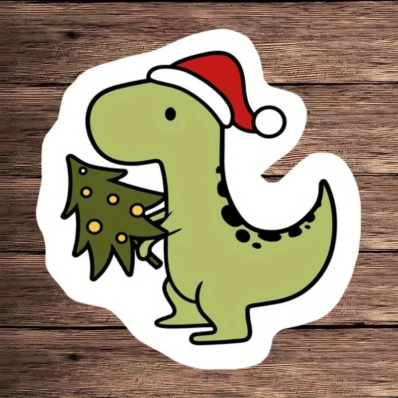 

1PC Dinosaur Santa Hat Car Motorcycle Sticker, Christmas Tree Decal for Auto Moto, Fun Holiday Vehicle Sticker
