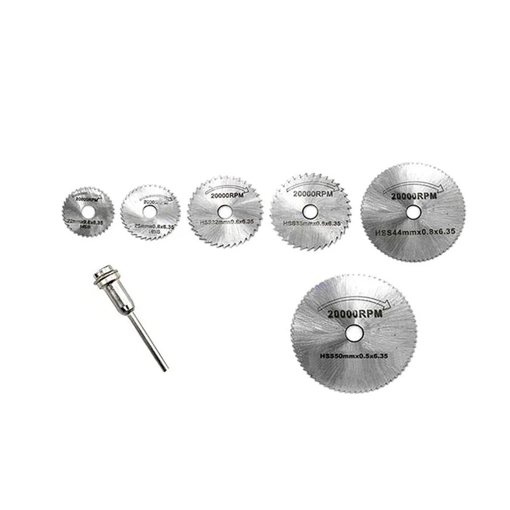 6Pcs HSS Circular Rotary Blade Wheel Discs Mandrel for Metal Rotary Tools + 1 Extension Mandrel Krachtige Saw Blades