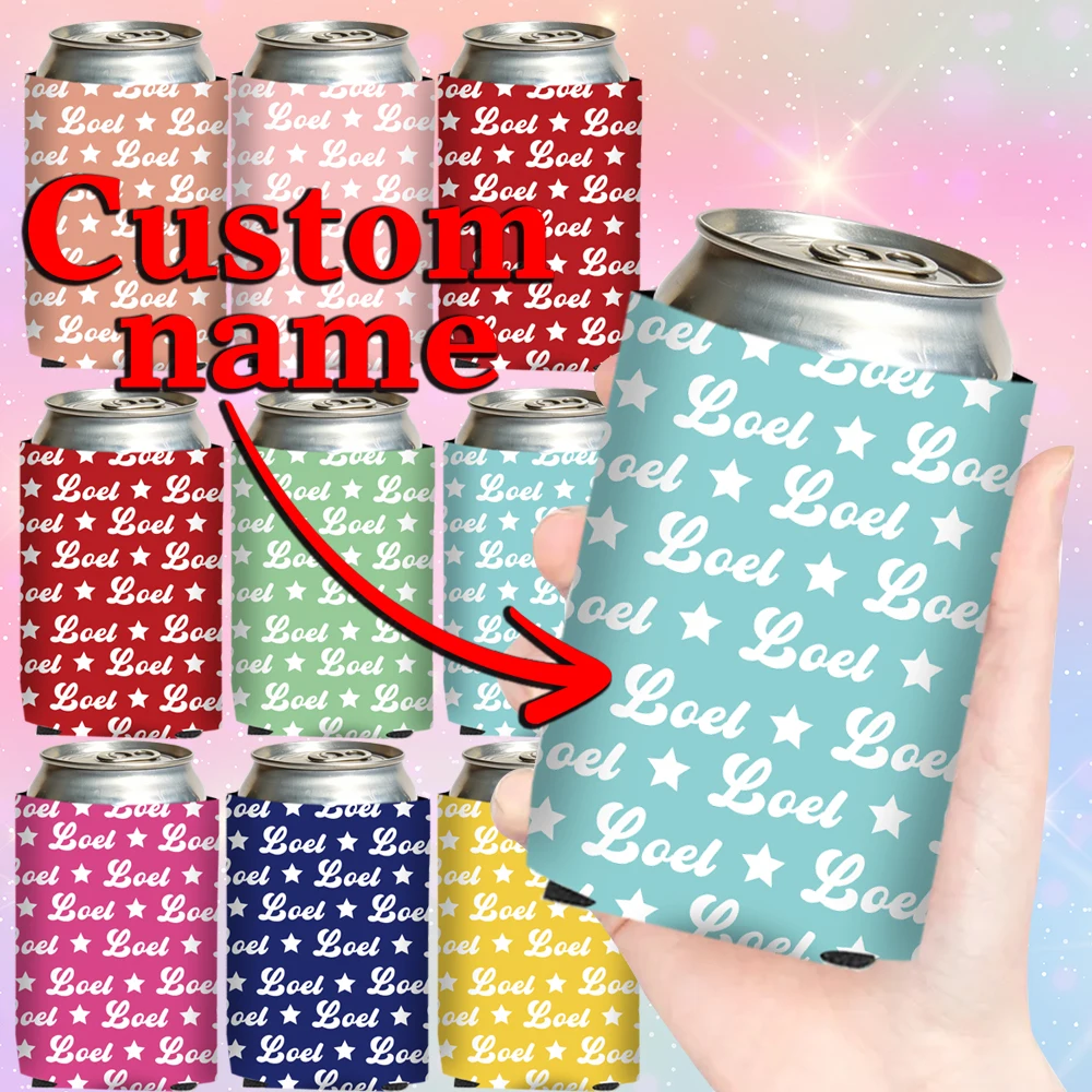 Enfriador de Latas Personalizado con Nombre y Estrellas, Funda para Latas con Nombre, para el 4 de Julio, Recuerdos Patrióticos, Regalo de Cumpleaños