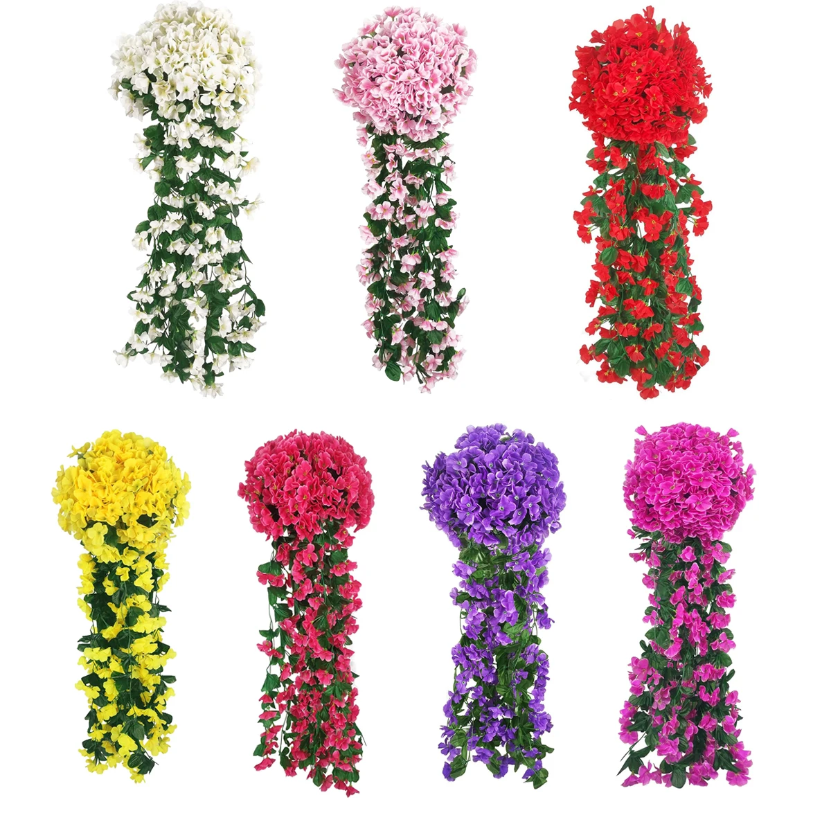 Artificial flowers Begonia plants bouquet violet hang Long Vine wall outdoors home garden arch wedding DIY courtyard decorations