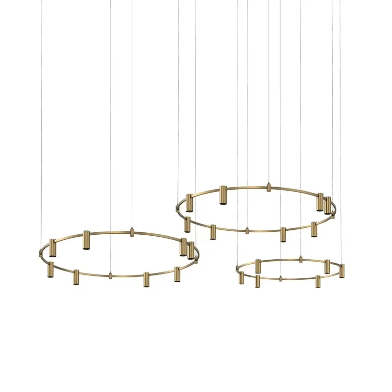 Bespoke Indoor Dimmable Modern Luxury Copper Track Lights Adjustable Height LED Pendant Lamp Smart Control High CRI 90 for Villa