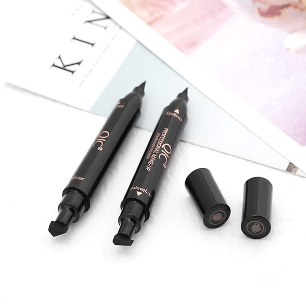 In1 Winged Stamp Liquid Eyeliner Pencil Eyes Makeup Waterproof Fast Lasting Cosmetics Black Stamps Seal Eyeliner Pen TSLM1