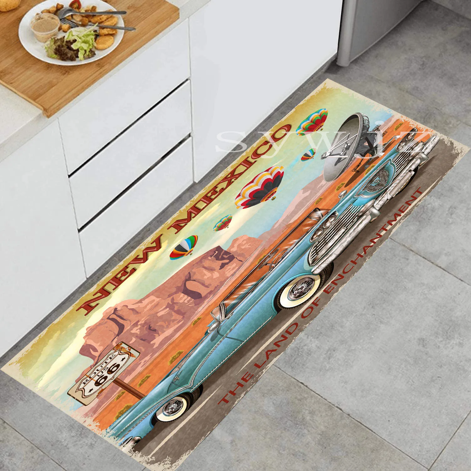 Route 66 Design Kitchen Floor Mat Entrance Doormat Home Decor Carpet for Living Room Bedroom Rugs Anti-slip Bath Mat