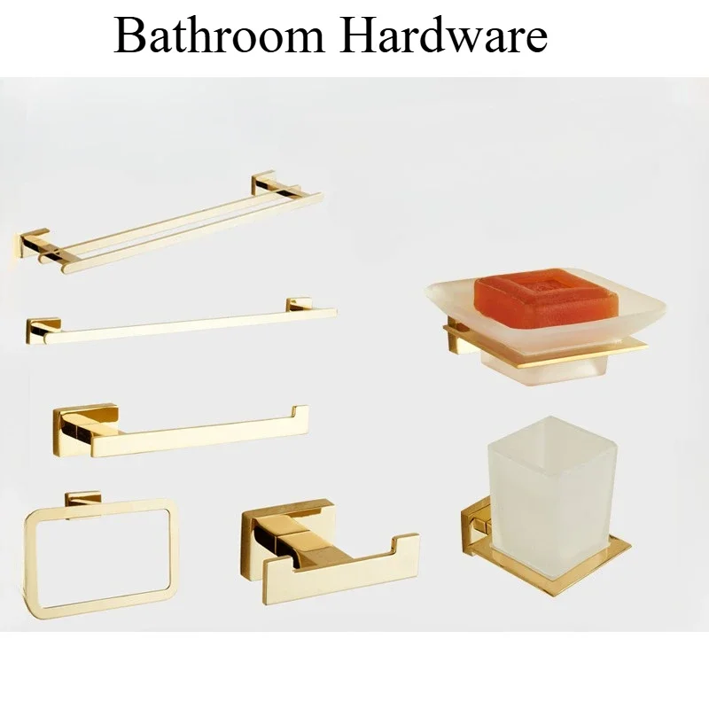 

Golden Towel Rack Bath Hardware Set Towel Bar Zinc Aalloy Hardware Set,Robe Hook, Cup Holder Soap Dish Bathroom Accessories