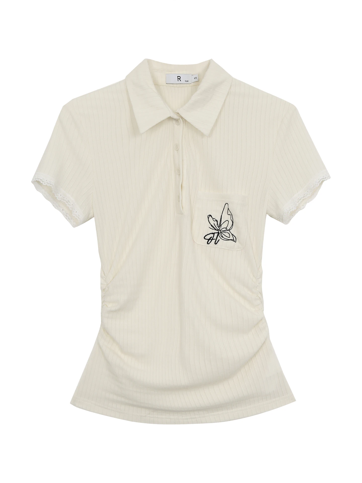 تي شيرت نسائي أنيق بأكمام قصيرة وياقة بولو، تصميم جديد لصيف 2025، تصميم فريد وجذاب للأكتاف، قمة أزياء عصرية للسيدات #4