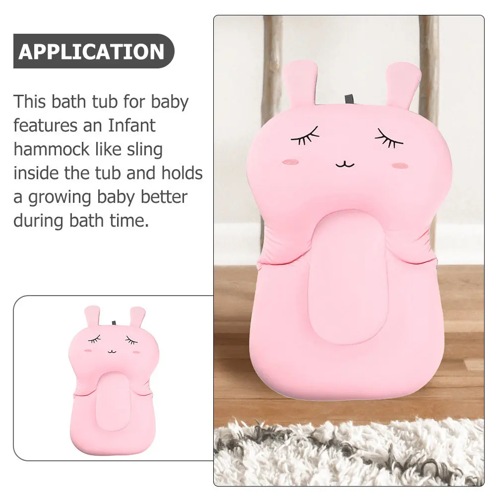 Baby Bath Pad Non-Slip Bathtub Mat with Built-in Infant Sling Support Extra Comfort for First Baths Toddlers Upright Play Shower