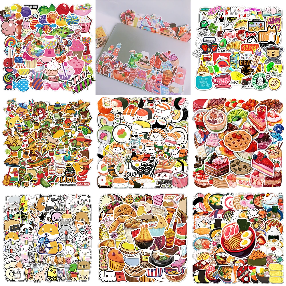 

10/30/50PCS Cute Cartoon Food Stickers Series Animal Milk Tea Graffiti Helmet Notebook Laptop Phone Luggage Decoration Wholesale