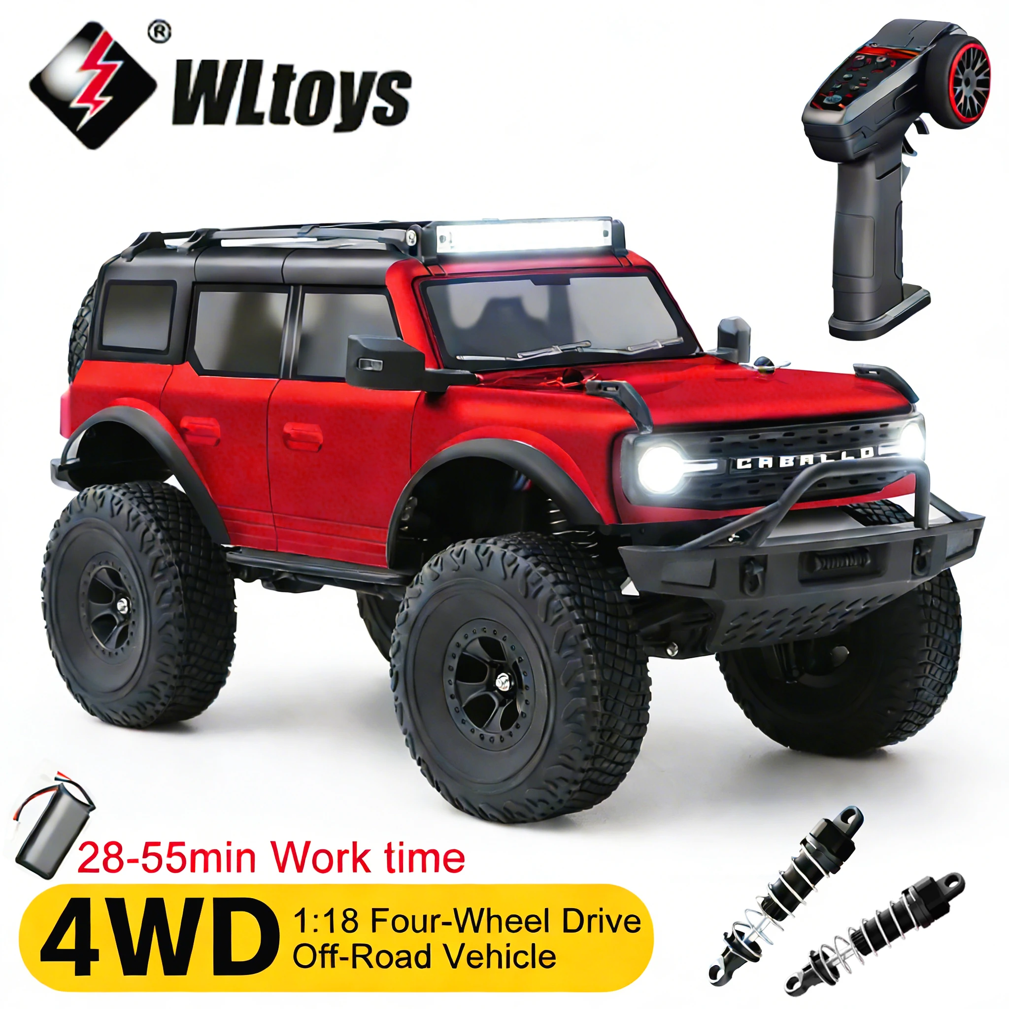 

Wltoys 4WD Climbing RC Car With Full-Scale Controller LED Differential and Cruise Control Outdoor Remote Control Racing Vehicle