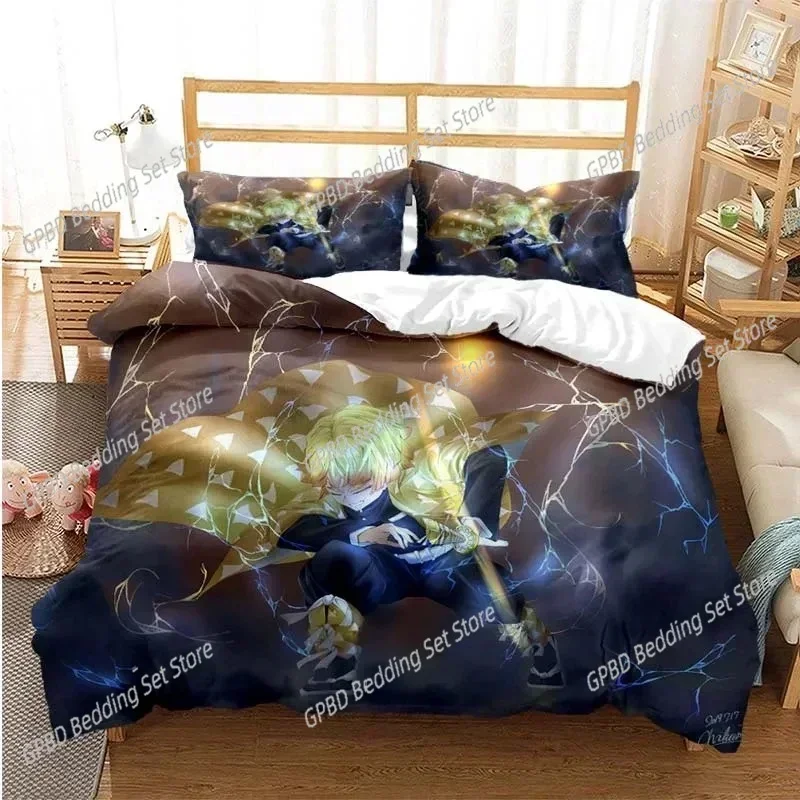 

New 3D Printed Anime Demon Slayer Bedding Set Single Twin Double Queen King Cal King Size Bed Linen Set