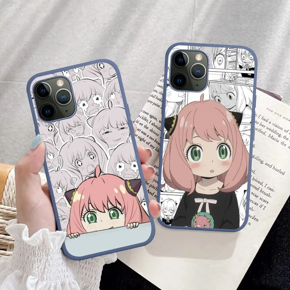 Kawaii Anime SPY FAMILY Anya Forger Phone Case For IPhone 14 11 12 13 Mini Pro Xs Max 8 7 6 6S Plus X XR Solid Candy Color Case