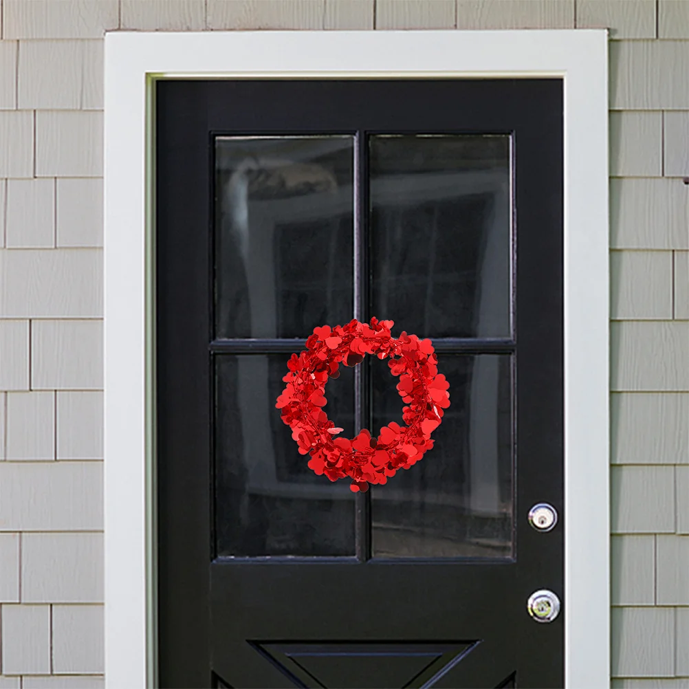 

2pcs Heart Shaped Garland Red Valentine'S Day Decorations For Wedding Home Party Mother'S Day Wreath Hanging Ornament