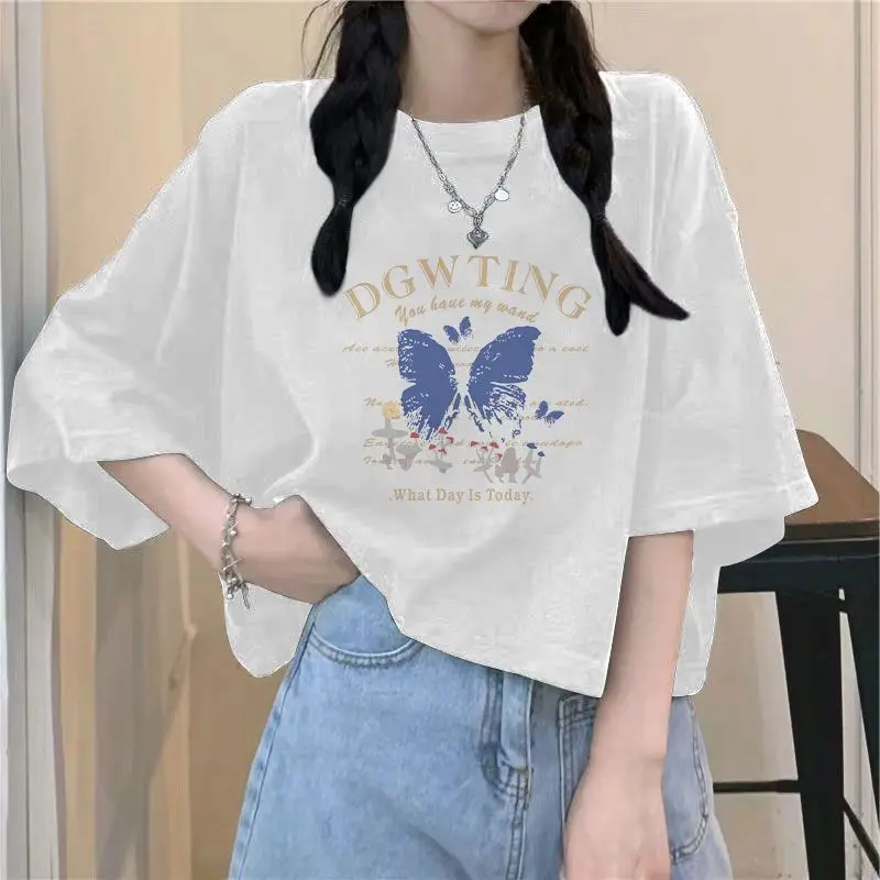 

Summer Women Clothing Casual Loose O-neck Short Sleeve T-Shirt Women's Fashion Simplicity Young Style Sweet All-match Tops