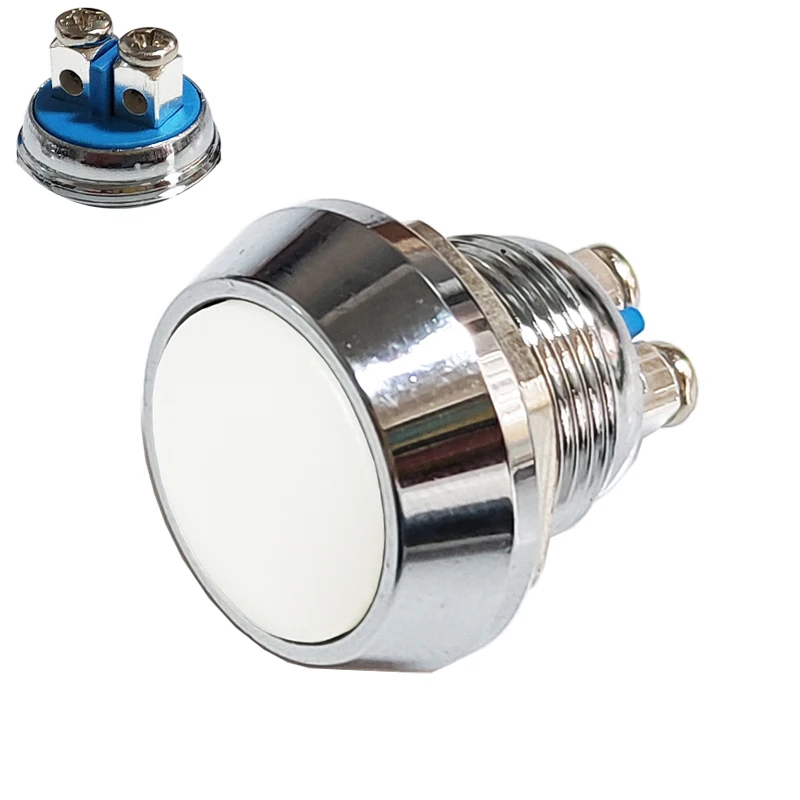 12mm Colorful Ball Face Metal Button Switch 250V 3A No Light No Locking Momentary Auto Reset When Press IP65 Free-Welding