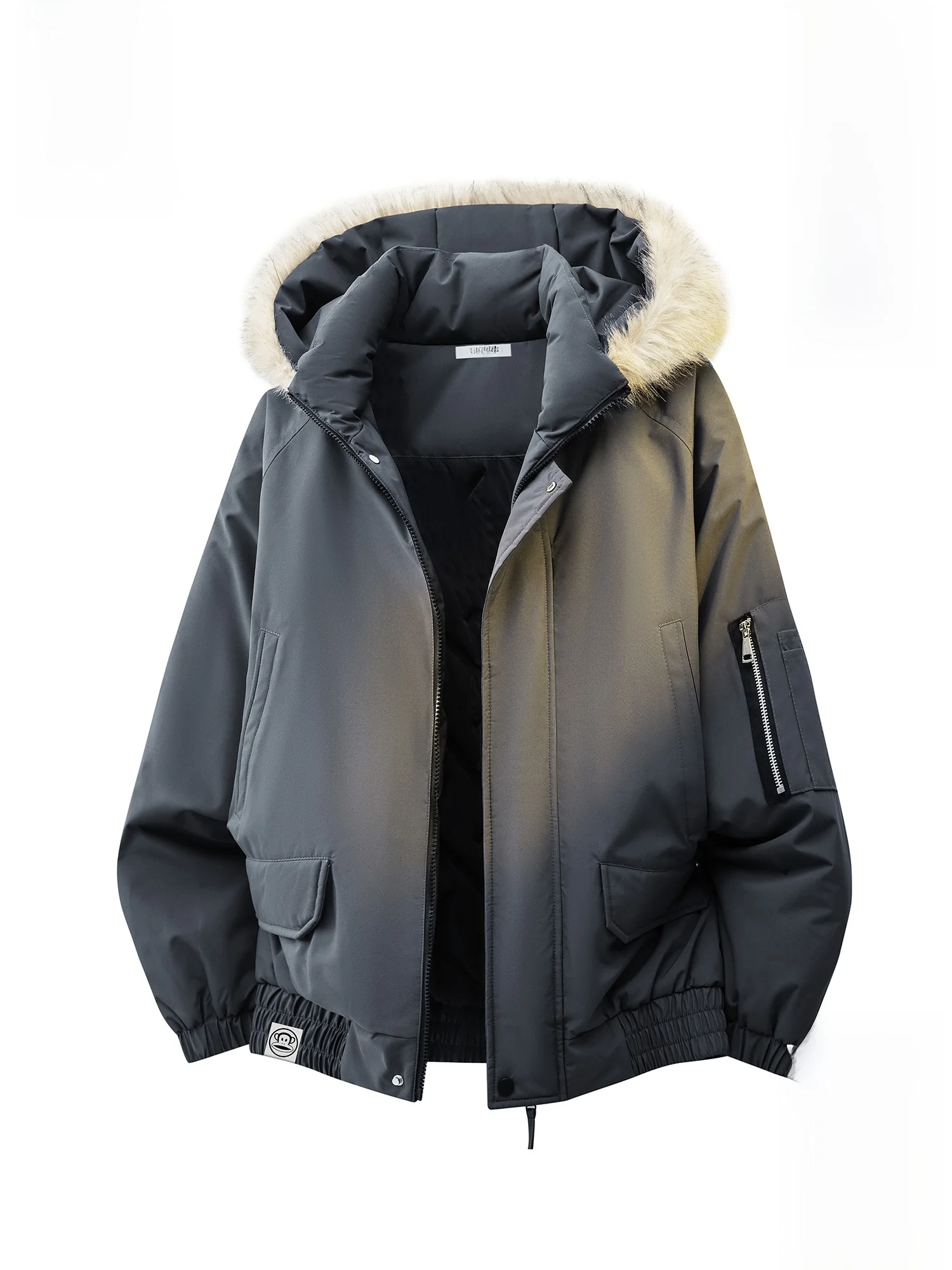 

PaulFrank Thiened Hooded Cotton Jaet Men's Winter Warm Casual Coat Polyester Fiber Long Sve Zipper Closure Animal Pattern