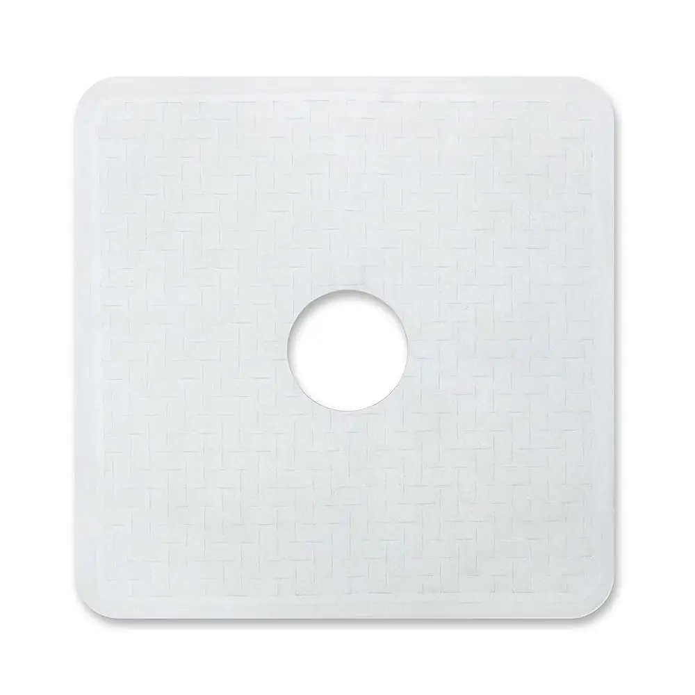 

Home Square Shower Stall Mat, Center Cut Hole, Non Slip Texture, Suction Cups