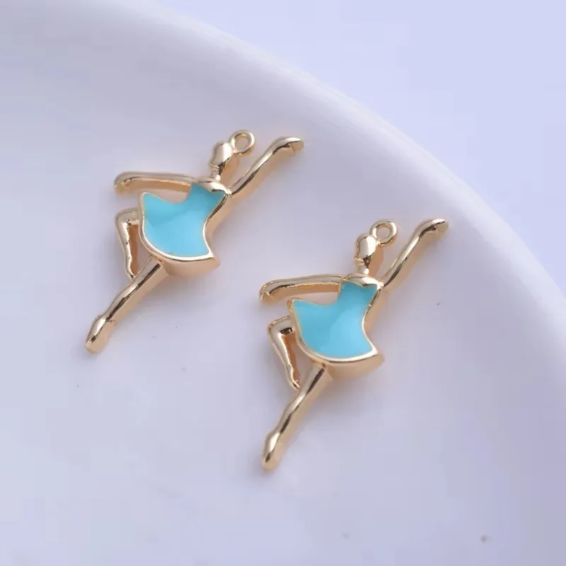 20 Stück Kupfer 18k Goldfarbe Hochwertige Emaille Tanzende Mädchen Anhänger Tropfenöl Ballett-Puppe Anhänger DIY Schmuck Halskette Herstellung – Detail 4