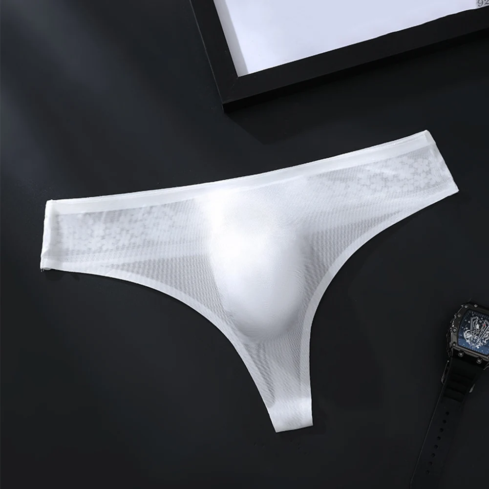 Men Briefs High Elasticity Fit Tight Cut Letter Print Panties Sexy Sports Gym Thin Ice Silk Seamless Underwear