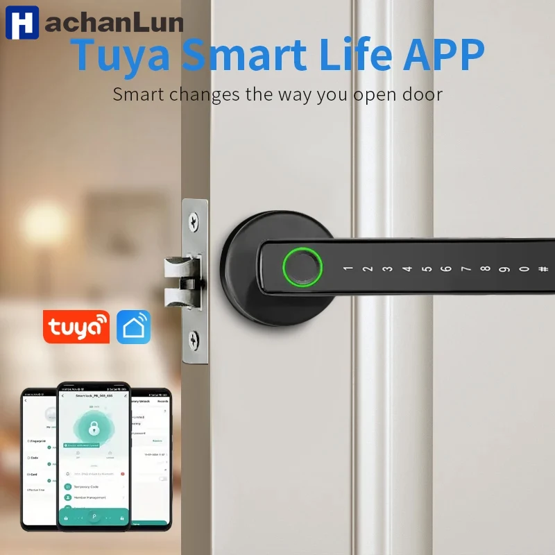 

Умный замок Tuya с отпечатками пальцев, финансовый уровень, электронный комнатный замок, пароль/приложение Tuya/ключ/разблокировка Bluetooth, ванная комната, спальня