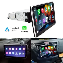 10 inch Universal 1din 360 Rotate Android 15 Car Radio Auto Apply Carplay Vedio Multimedia Player Bluetooth Camera GPS Screen
