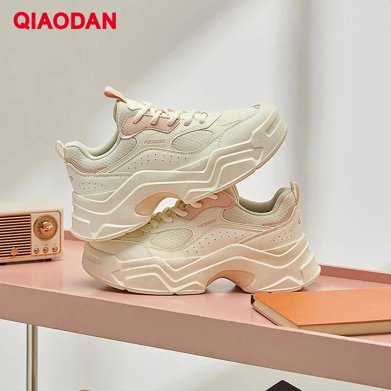 QIAODAN Casual Shoes for Women 2025 Thick Sole Heightening Sports Lightweight Shoes Trendy Comfortable Walking Shoes XM26240311