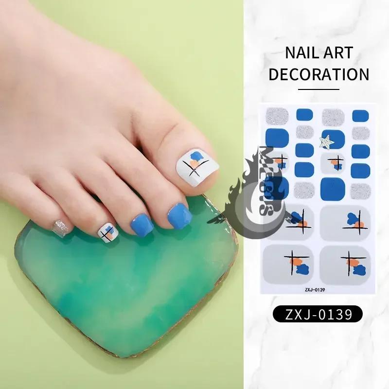 Spedizione gratuita 22 punte adesivi per unghie dei piedi adesivo per unghie dei piedi nail art polacco avvolge bellezza decorazione del piede forniture manicure