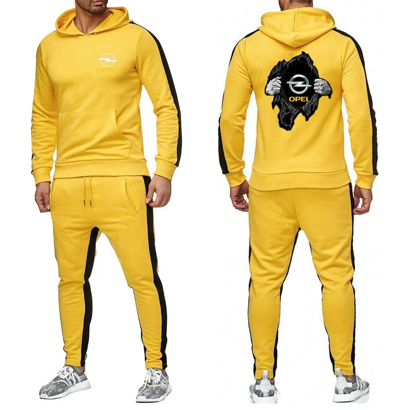 2024 opel neuer Druck einfarbig bequem lässig Herbst Männer Hoodies Hosen zweiteiligen Trainings anzug trend ige Sportswear Set