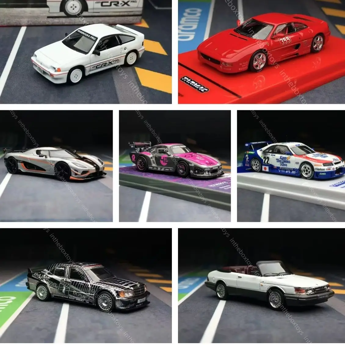 

Mini GT Store Tarmac 1:64 MB 190e F355 R32 GTR 935 Agera CR-X Saab Diecast Model Car Collection Limited Editon