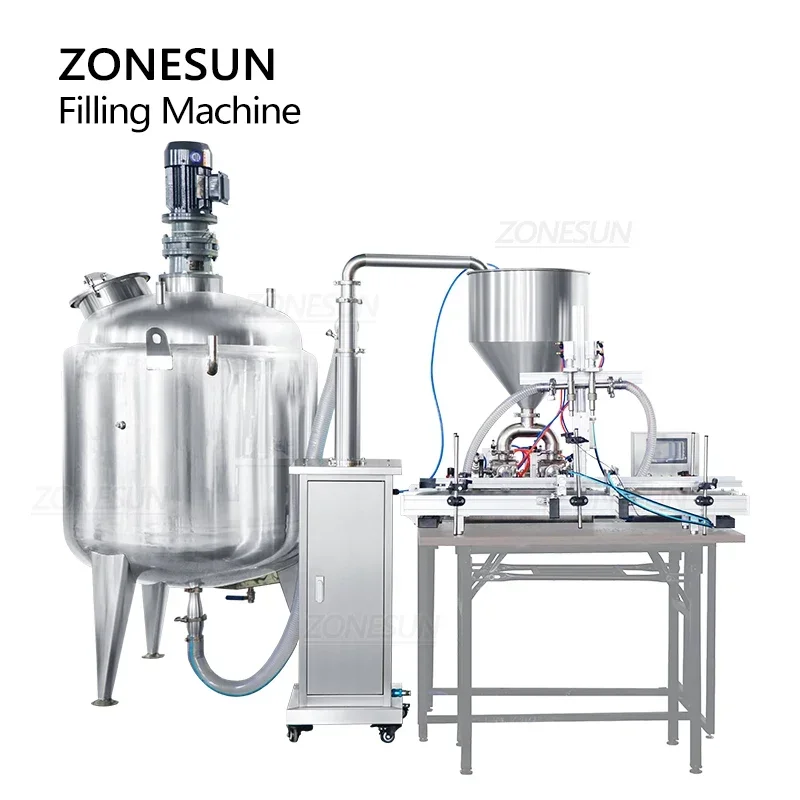 ZONESUN Machine de remplissage automatique réservoir de mélange émulsifiant mélangeur pompe à Piston détergent cosmétique shampooing bouteille de jus ZS-DTPT2